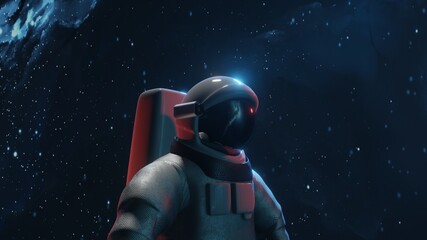 Futuristic astronaut concept. Astronaut in outer space. Cosmic science fiction wallpaper. Beauty of...