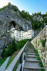 predjama castle built into a mountain in the nature near to postojna cave