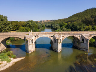 Fototapeta na wymiar Kolyu Ficheto Bridge in Byala, Ruse region, Bulgaria