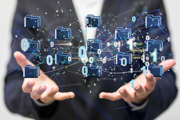 data Internet infrastructure concept. Abstract technology background. 3D rendering.