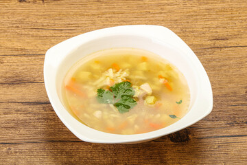 Tasty chicken soup with carrot