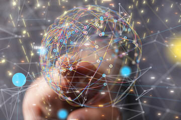 Abstract network of physical devices on the Internet using a network connection with statistics...