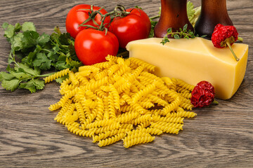 Raw Italian pasta Fusilli for cooking