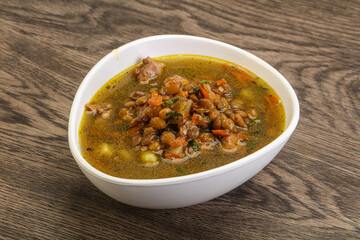 Lentil soup with chicken and vegetables