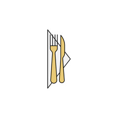 fork, knife, napkin colored icon. Can be used for web, logo, mobile app, UI, UX