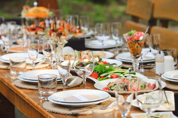 Rustic style Wedding or birthday table settings.