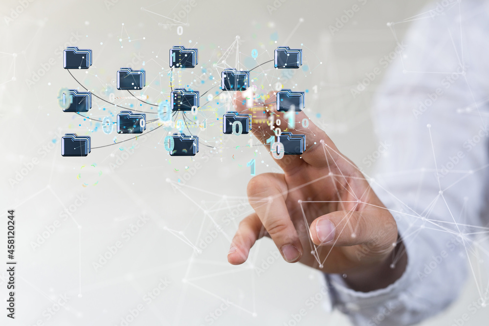Poster artificial intelligence cloud technology. integrated digital web concept background