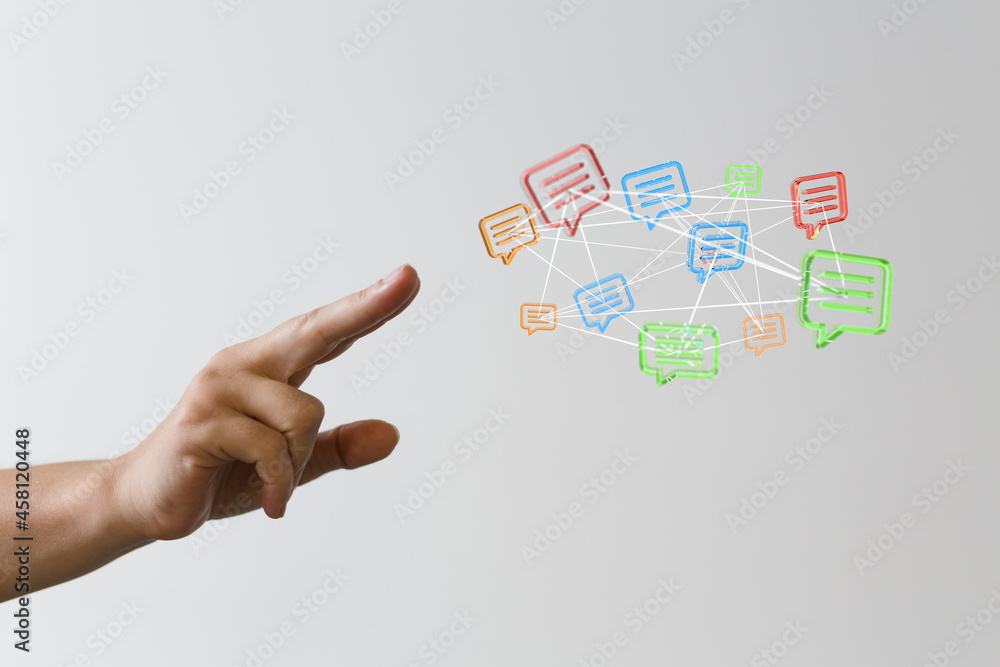 Aufkleber express envelope and parcel abstract technology background. Business quantum internet network communication and high speed parcel