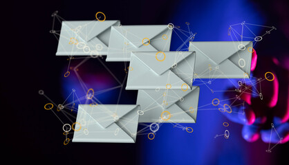express envelope and parcel abstract technology background. Business quantum internet network...