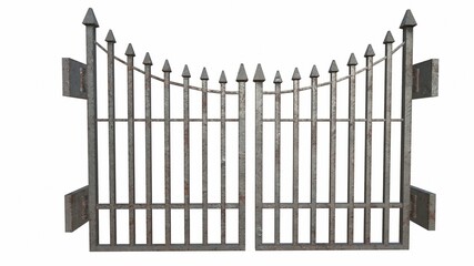 old iron fence on a white background 3-rendering