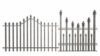 old iron fence on a white background 3-rendering