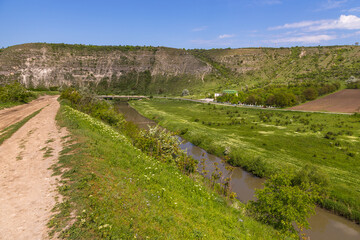 Fototapeta na wymiar A view of the Reut river valley in Trebujeni, Republic of Moldova.