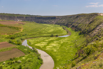 Fototapeta na wymiar A view of the Reut river valley in Trebujeni, Republic of Moldova.