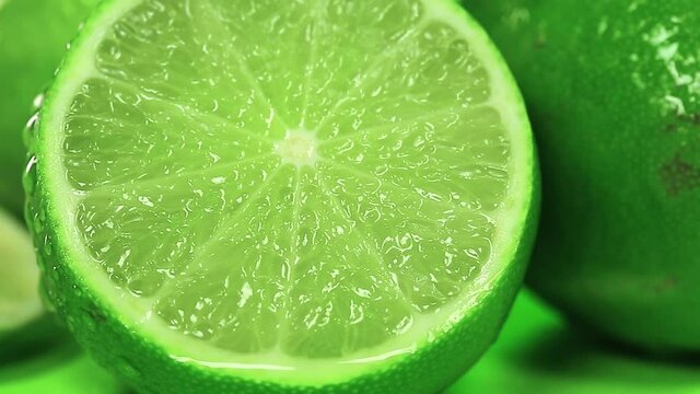 green lime with drops of water citrus aurantiifolia