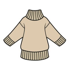 Big warm sweater of fine yarn the basic model color variation for coloring page on a white background