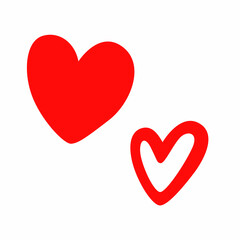 Heart icon, like icon, applicable for social networks. A red heart and a white heart with a red gadfly.