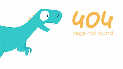 Illustration of internet connection problem concept. 404 error page not found isolated in white background. The funny blue dinosaur.