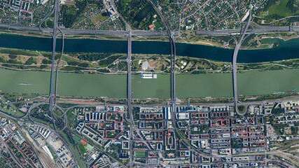 City of Vienna looking down aerial view from above – Bird’s eye view Vienna, Austria