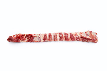 Raw pork ribs on white background.