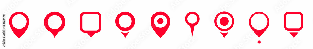 Poster pin location icons. modern map markers. set of red map pin icons. simple map pin. map marker pointer