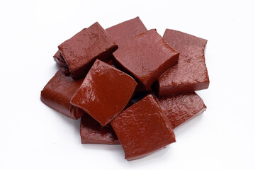 Pork blood pudding on white background.