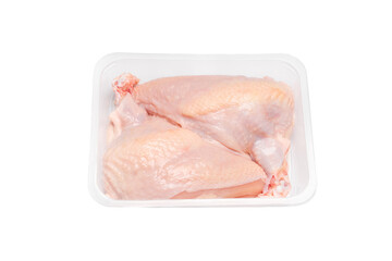 Chicken fillet cut like supreme in plastic packaging for a supermarket.