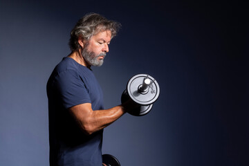 Grey haired man. Senior fitness.