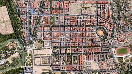 City of Aranjuez looking down aerial view from above – Bird’s eye view Aranjuez Madrid, Spain