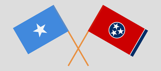 Crossed flags of Somalia and the State of Tennessee. Official colors. Correct proportion