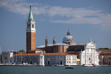 Fototapeta na wymiar Basilica of San Giorgio Maggiore - Benedictine Abbey Church and Bell Tower on San Giorgio Island in Venice - Italy