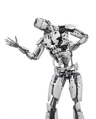 cyborg is doing a robot dance