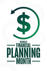 October is Financial Planning Month. Holiday concept. Template for background, banner, card, poster with text inscription. Vector EPS10 illustration.