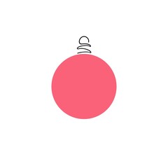 New Year's pink ball. Christmas ball. design element. isolated white background. Minimalist vector illustration. 