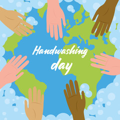 hands in front of world