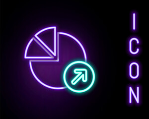 Glowing neon line Financial growth icon isolated on black background. Increasing revenue. Colorful outline concept. Vector
