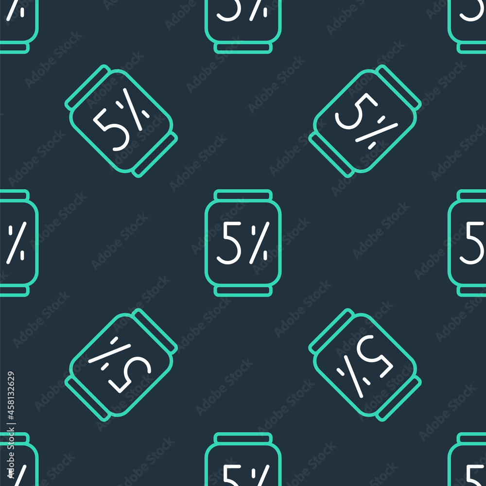 Poster line beer can icon isolated seamless pattern on black background. vector