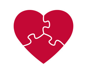 Puzzle heart shapes. Puzzle pieces. Valentine day symbol.