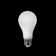 LED lamp isolated on black background. LED bulb close up.