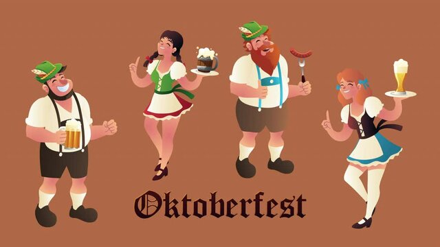 oktoberfest celebration lettering with german people