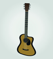 Obraz premium Hand drawn classical acoustic guitar Isolated flat vector