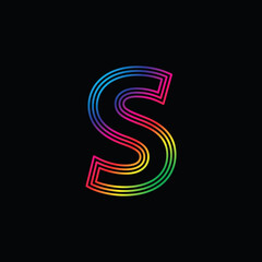 Vector Alphabet. rainbow letter S logo. abstract colorful alphabet . Font style - vector illustration 