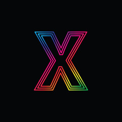 Obraz premium Vector Alphabet. rainbow letter X logo. abstract colorful alphabet . Font style - vector illustration 