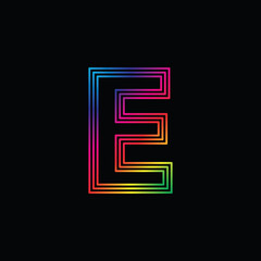 Vector Alphabet. rainbow letter E logo. abstract colorful alphabet . Font style - vector illustration 