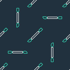 Line Cuticle pusher icon isolated seamless pattern on black background. Tool for manicure. Vector