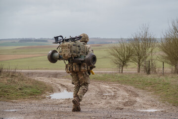 army soldier completing an 8 mile tabbing exercise with fully loaded 25Kg bergen