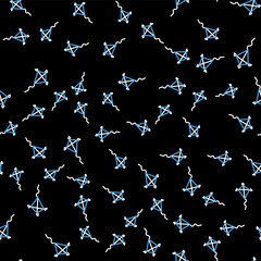 Line Kite icon isolated seamless pattern on black background. Vector