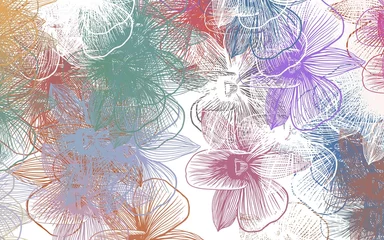 Fotobehang Light Multicolor vector doodle background with flowers. © smaria2015