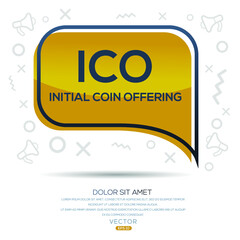 ICO (Initial Coin Offering), Digital Cryptocurrency Token for Initial Coin Offering, Vector sign.