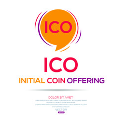 ICO (Initial Coin Offering), Digital Cryptocurrency Token for Initial Coin Offering, Vector sign.