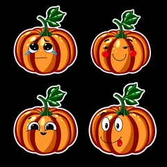 set of halloween pumpkins